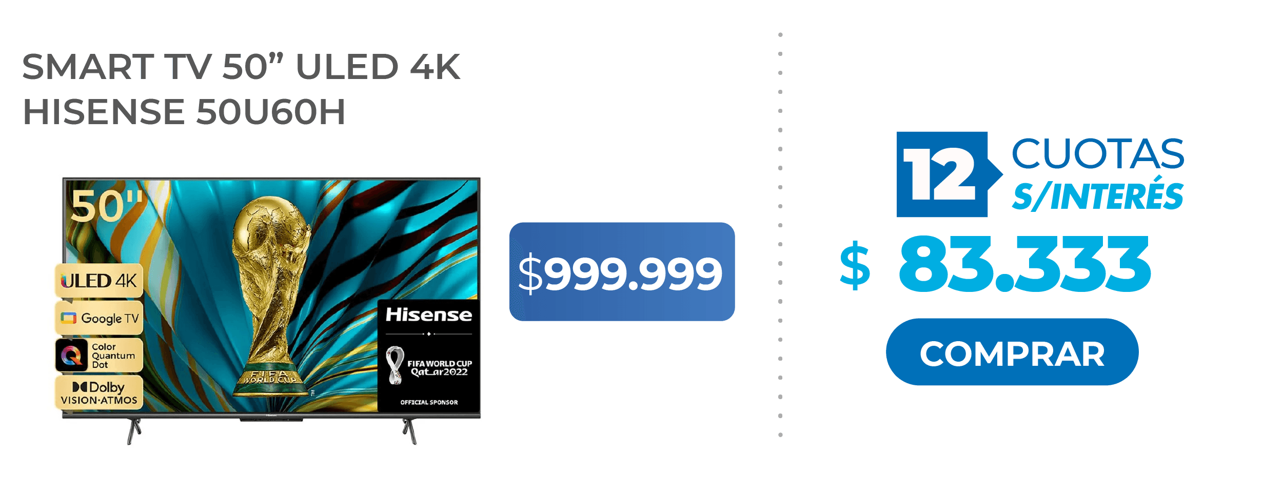 Smart TV Hisense 50 ULED 4K 50U60H